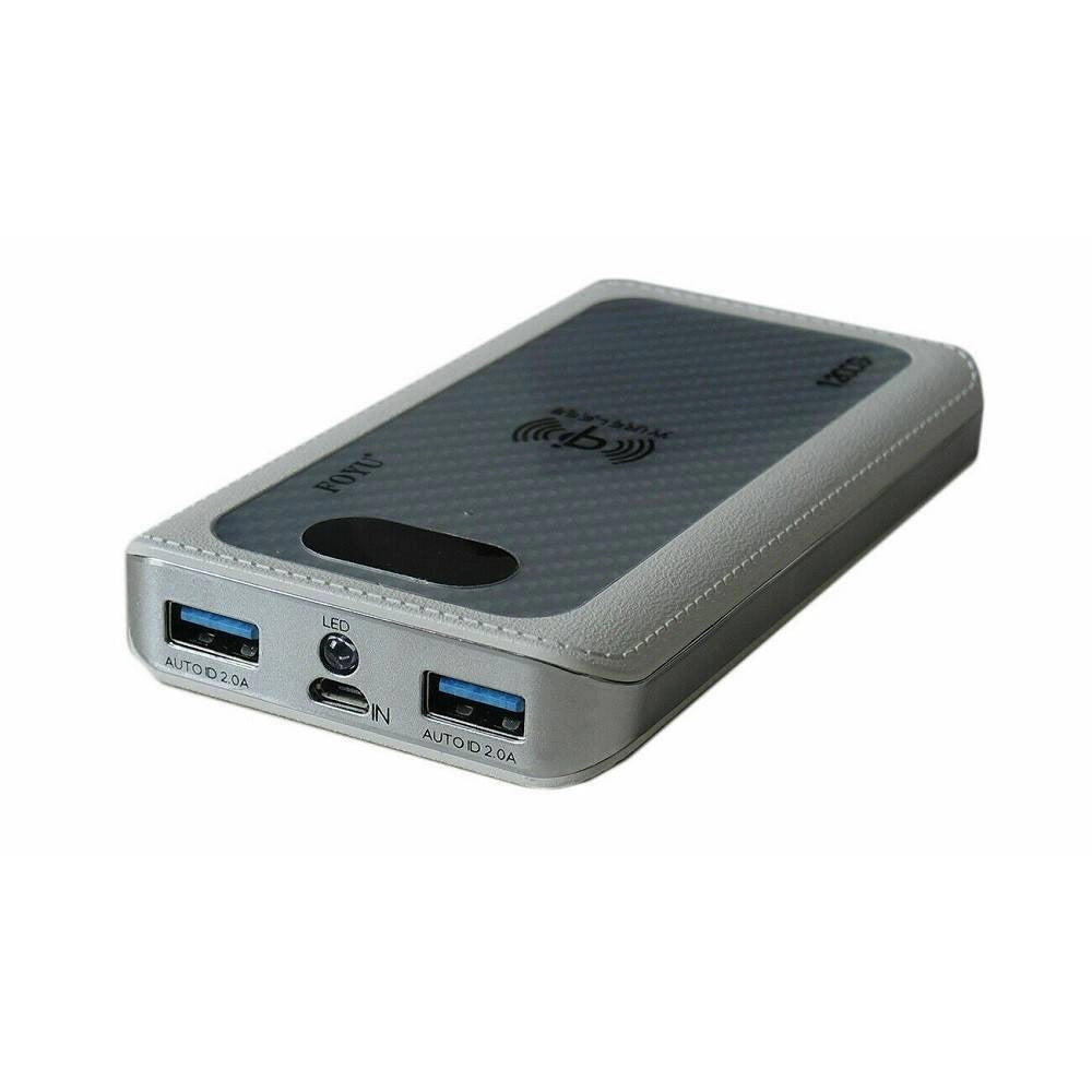 Trade Shop - Power Bank 4 In 1 Caricatore Wireless Senza Fili Qi Led 12000mah Carica Batteria -