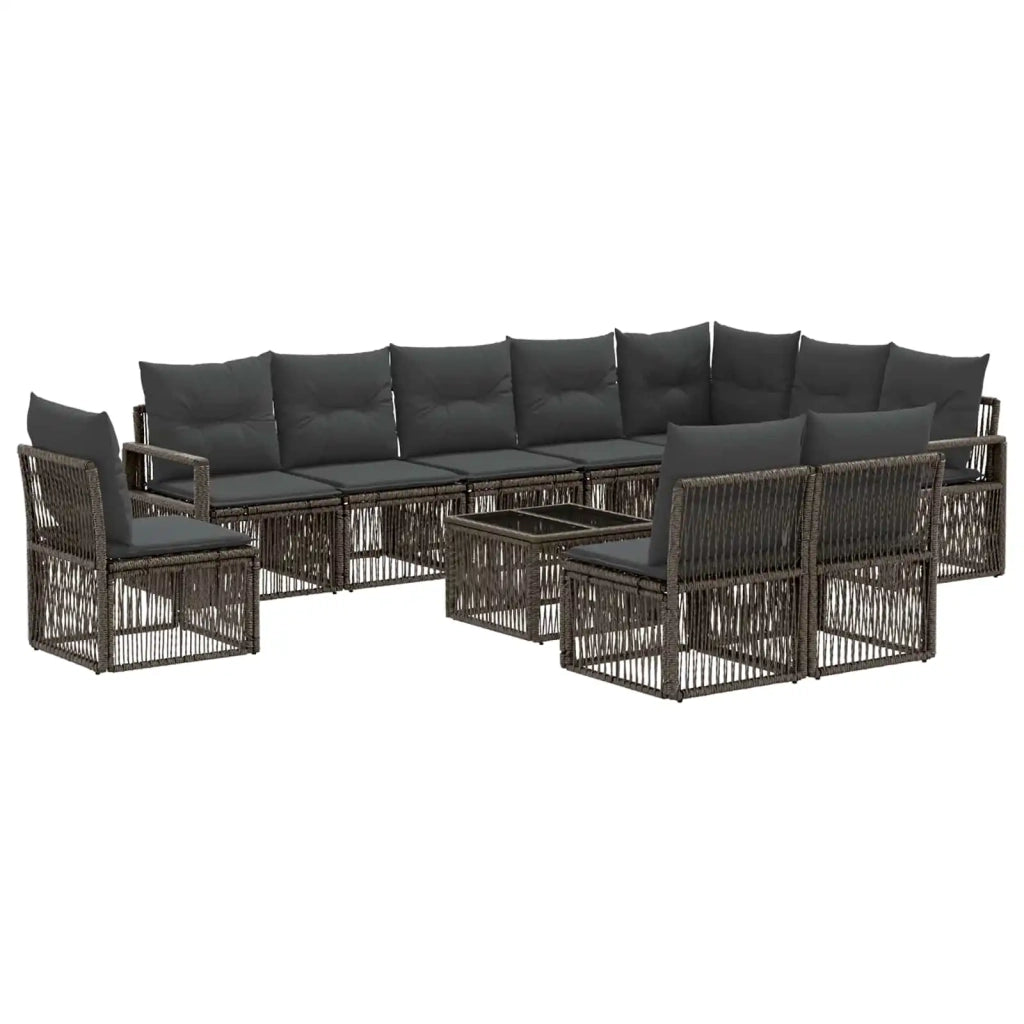 Set Divano da Giardino 11 pcs Grigio polyrattan 3435743