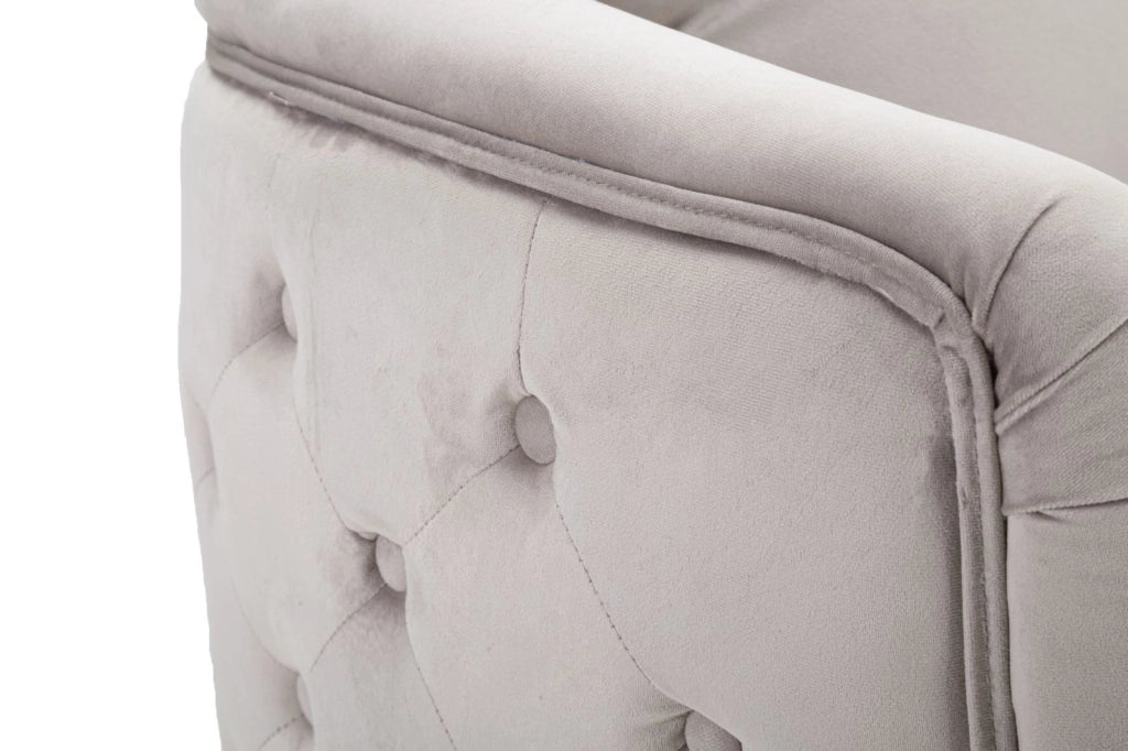 Poltrona in tessuto grigia con gambe dorate cm 76x74x71