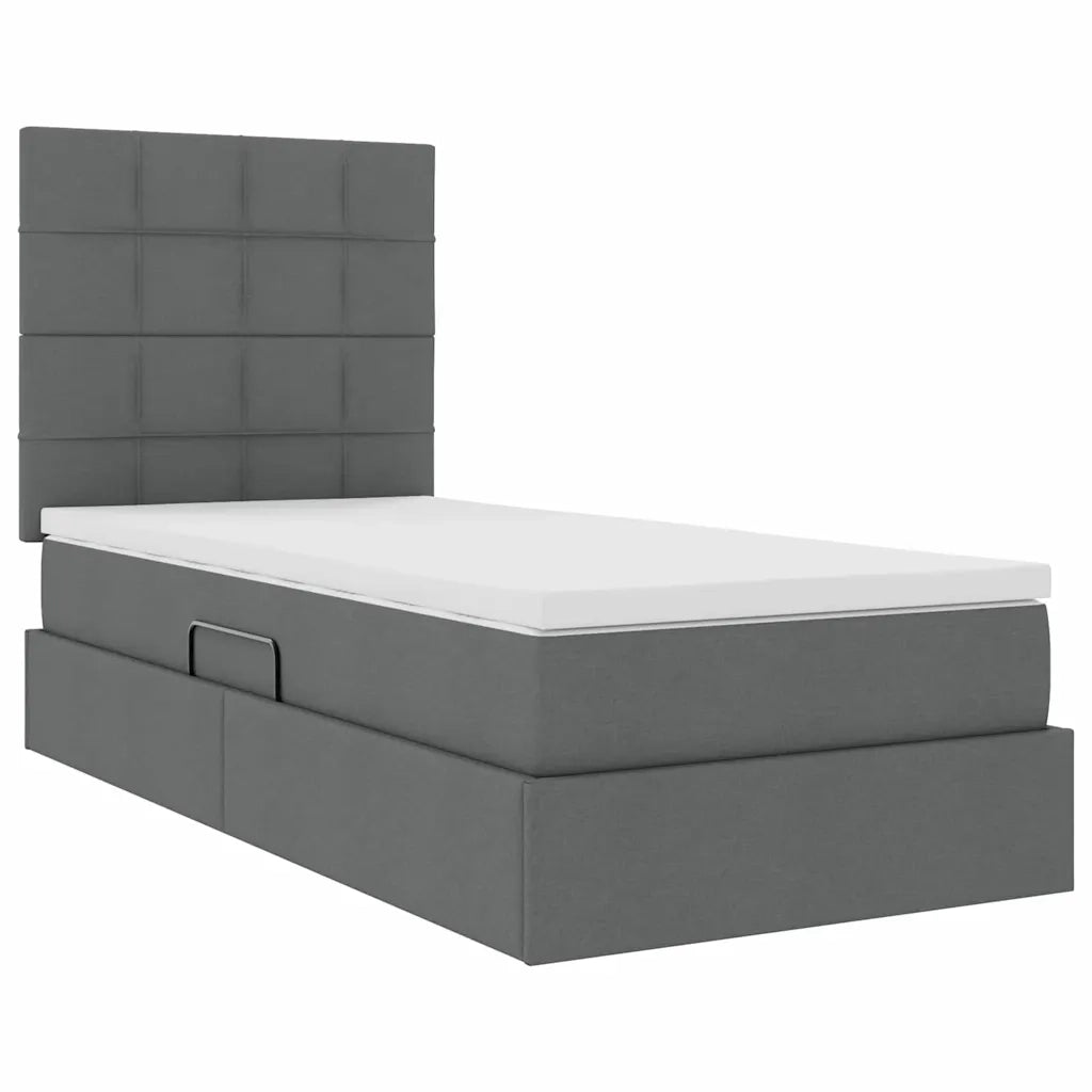 Letto con contenitore e LED Grigio scuro 90 x 190 cm Poliestere