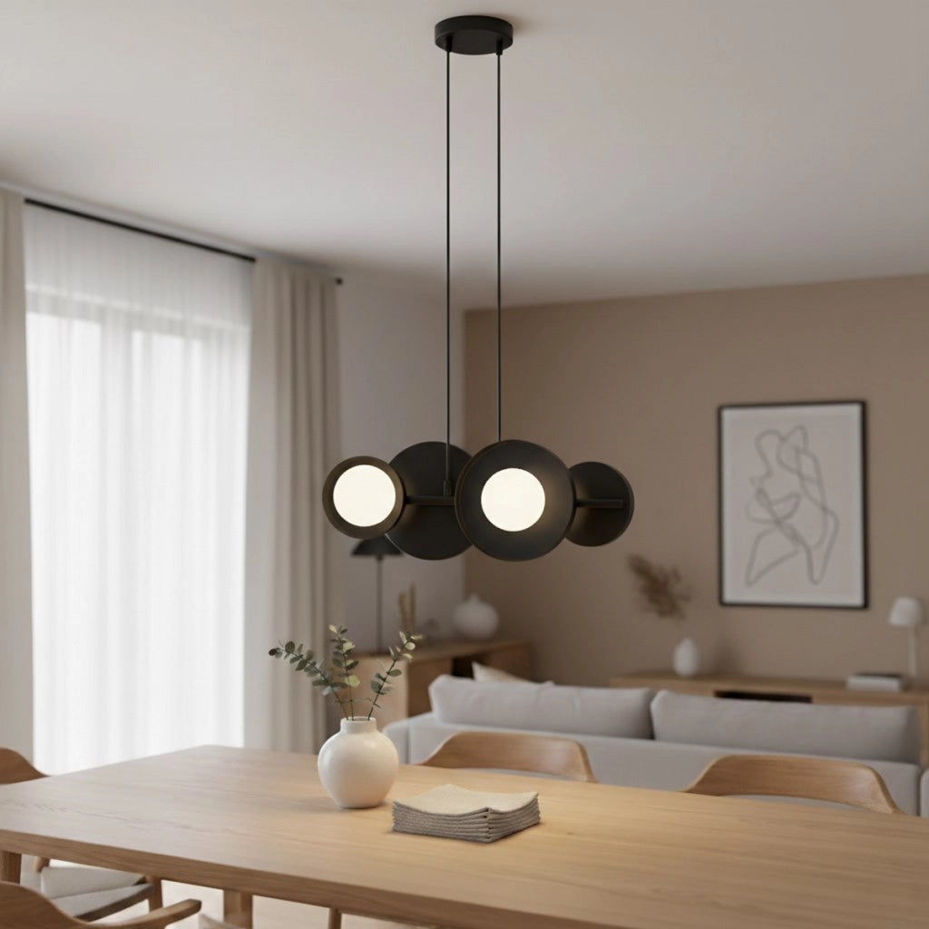 Lampada a sospensione Model in acciaio nero con sfere luminose