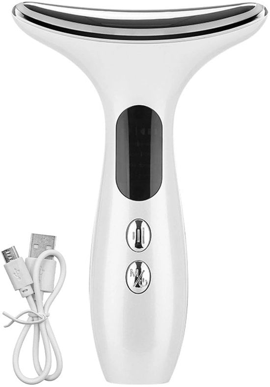 Apparecchio di bellezza LED per terapia fotodinamica - Anti-invecchiamento - Riduzione delle rughe - Riduzione delle pieghe del collo - Apparecchio di bellezza per il collo - Batteria 450mAh - Apparecchio di cura della pelle