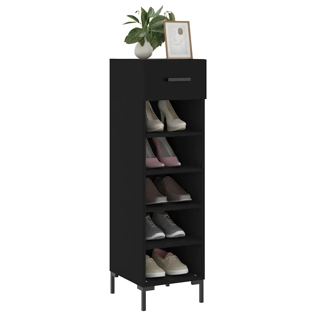 Scarpiera-Scaffale per scarpe Nera 30x35x105 cm in Legno Multistrato 782394