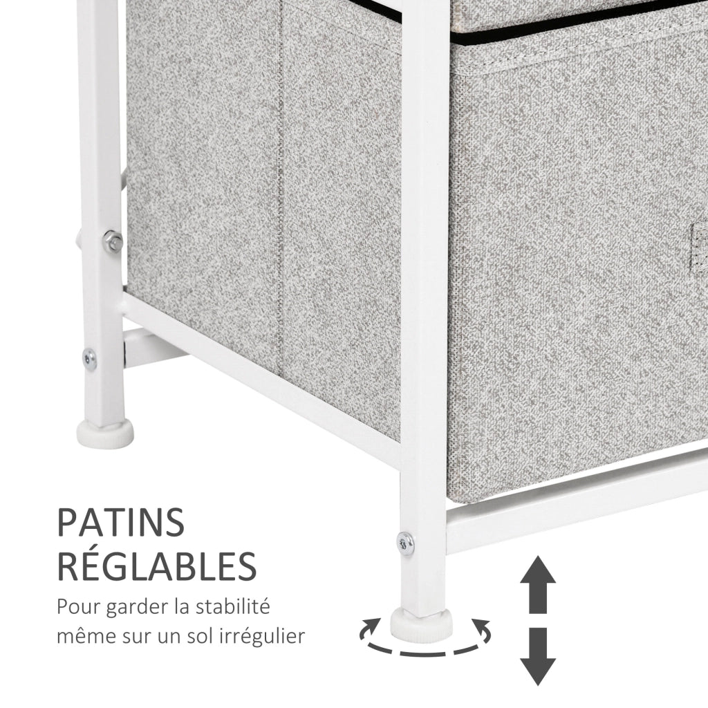 Cassettiera 4 Cassetti Tessuto Grigio ¨C Zephmum ¨C 45x30x92 cm