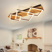 ZMH Lampada da soffitto plafoniera LED legno dimmerabile memory 70cm 46W design quadrato nero per soggiorno
