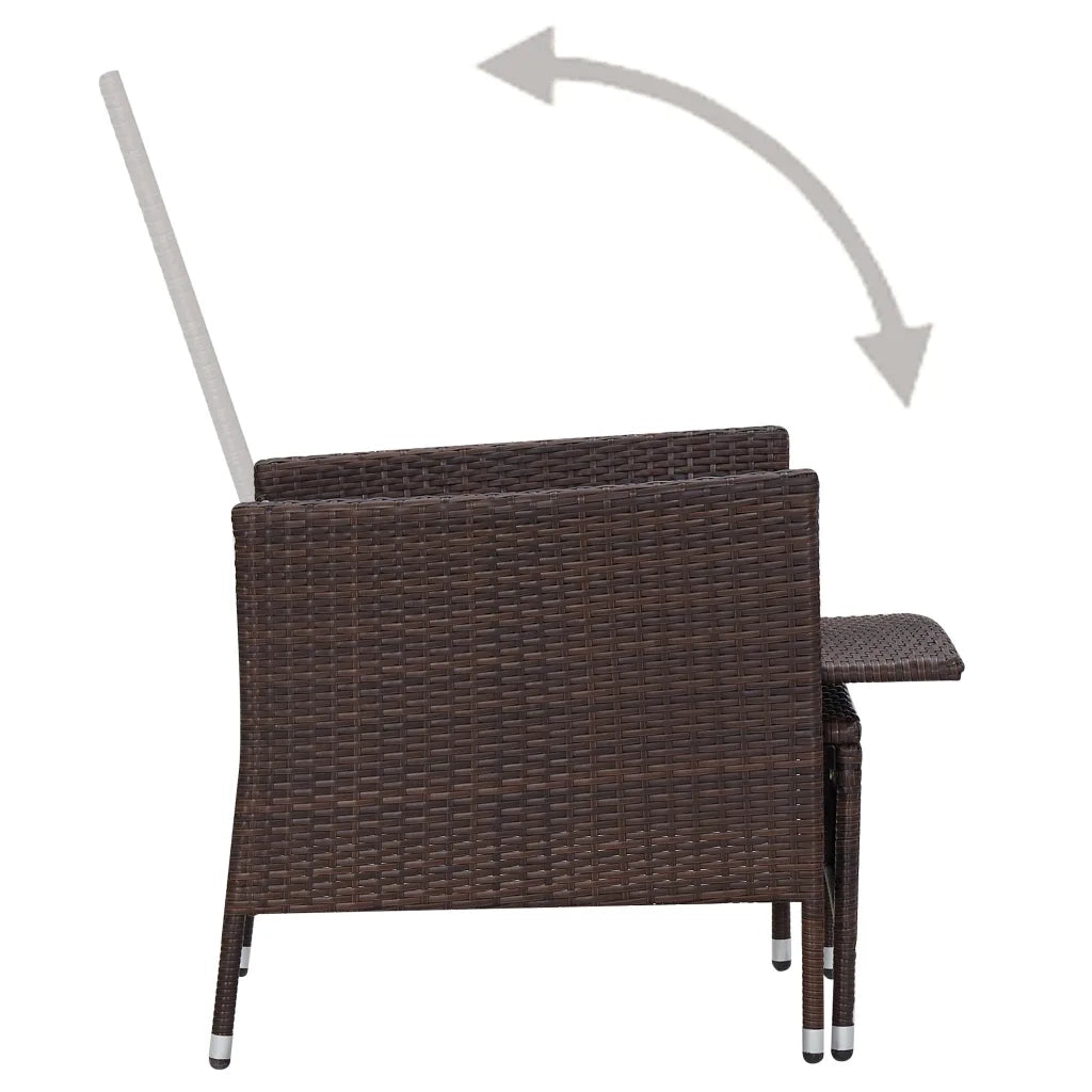 Set Divani da Giardino 2 pz | Set Salotto da Giardino con Cuscini in Polyrattan Marrone