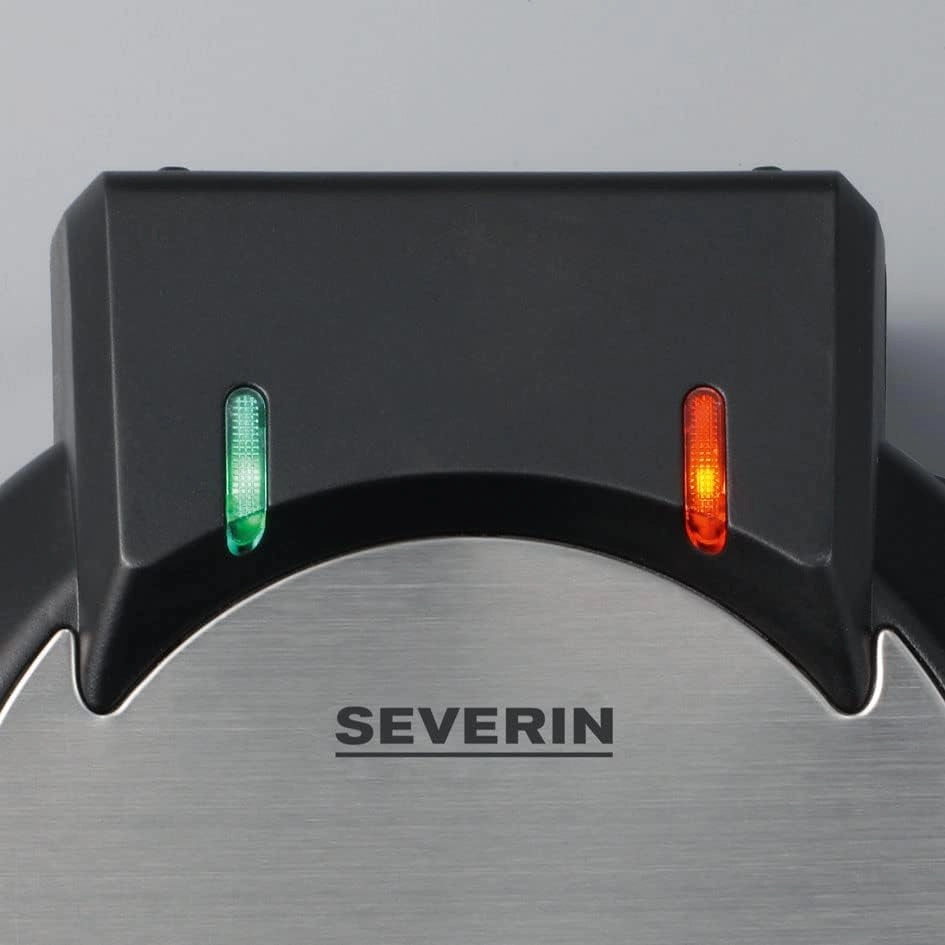 Severin macchina per waffel, con rivestimento antiaderente per waffle classici a forma di cuore, ferro per waffle a forma di cuore salvaspazio, potenza 1.300 w, nero/acciaio inox, wa 2103