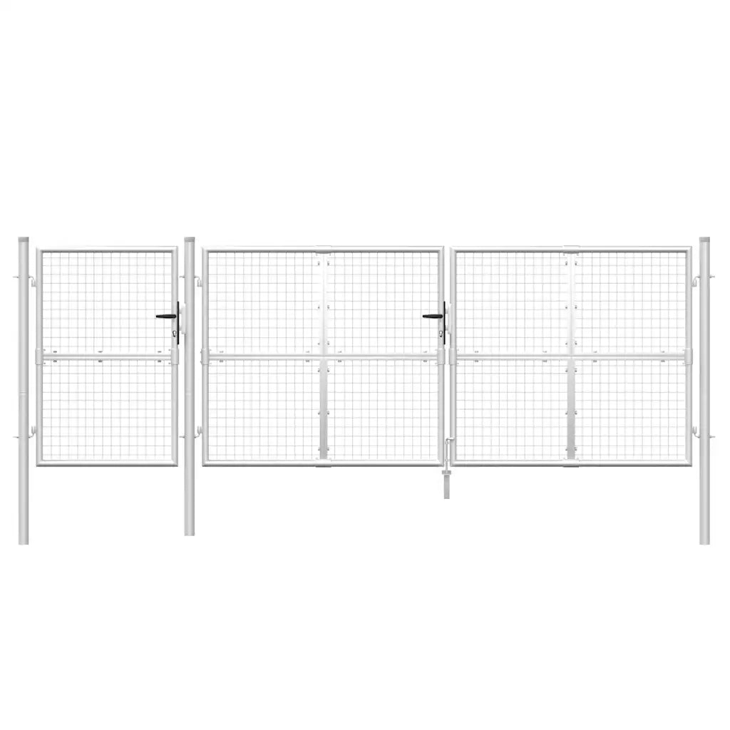 Cancello da Giardino in Rete Argento 400x175 cm Acciaio Zincato
