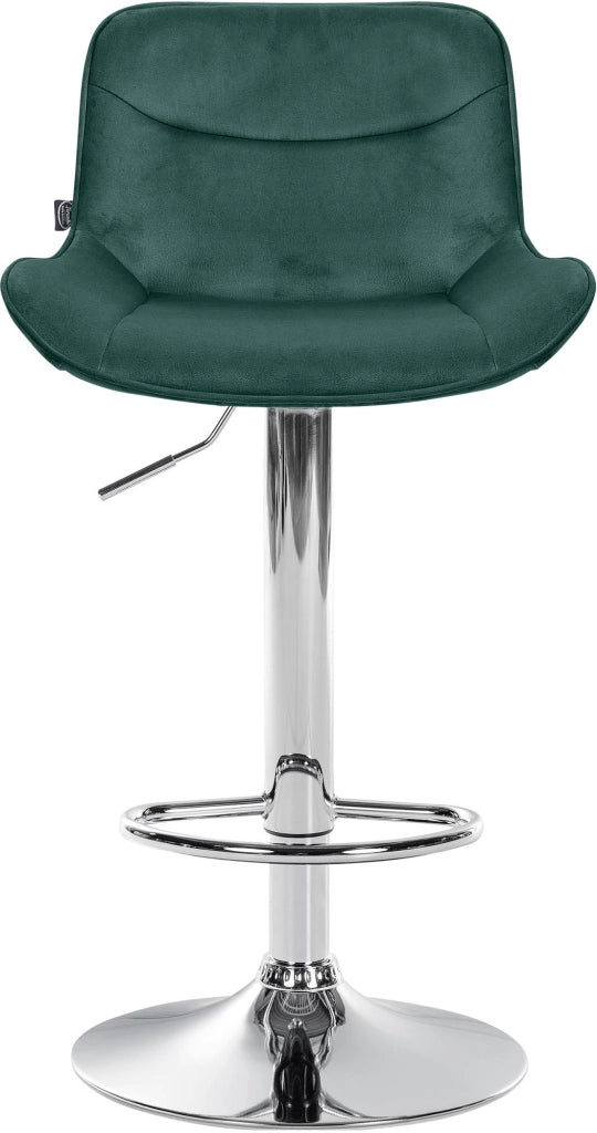 Set di 2 sgabelli da bar Vonore in velluto verde,cromo