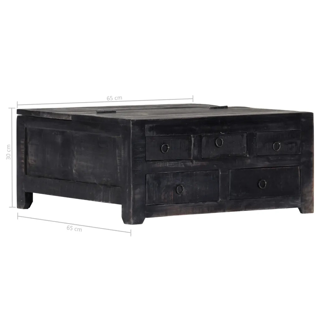 Tavolino da CaffÃ¨ Nero 65x65x30cm in Legno Massello di Mango cod mxl 5811