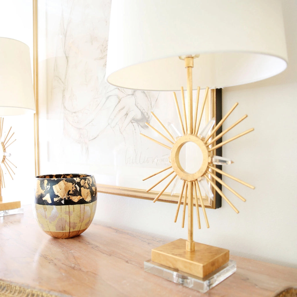 Lampada da tavolo oro Sun King cristalli Gilded Nola E27 60W