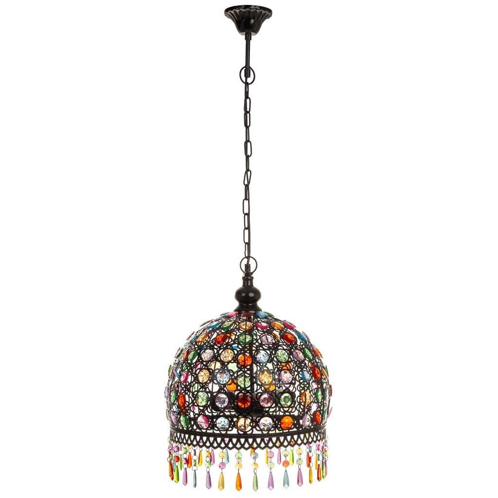 Lampada in metallo con perline in cristallo acrilico 33x33x65h cm