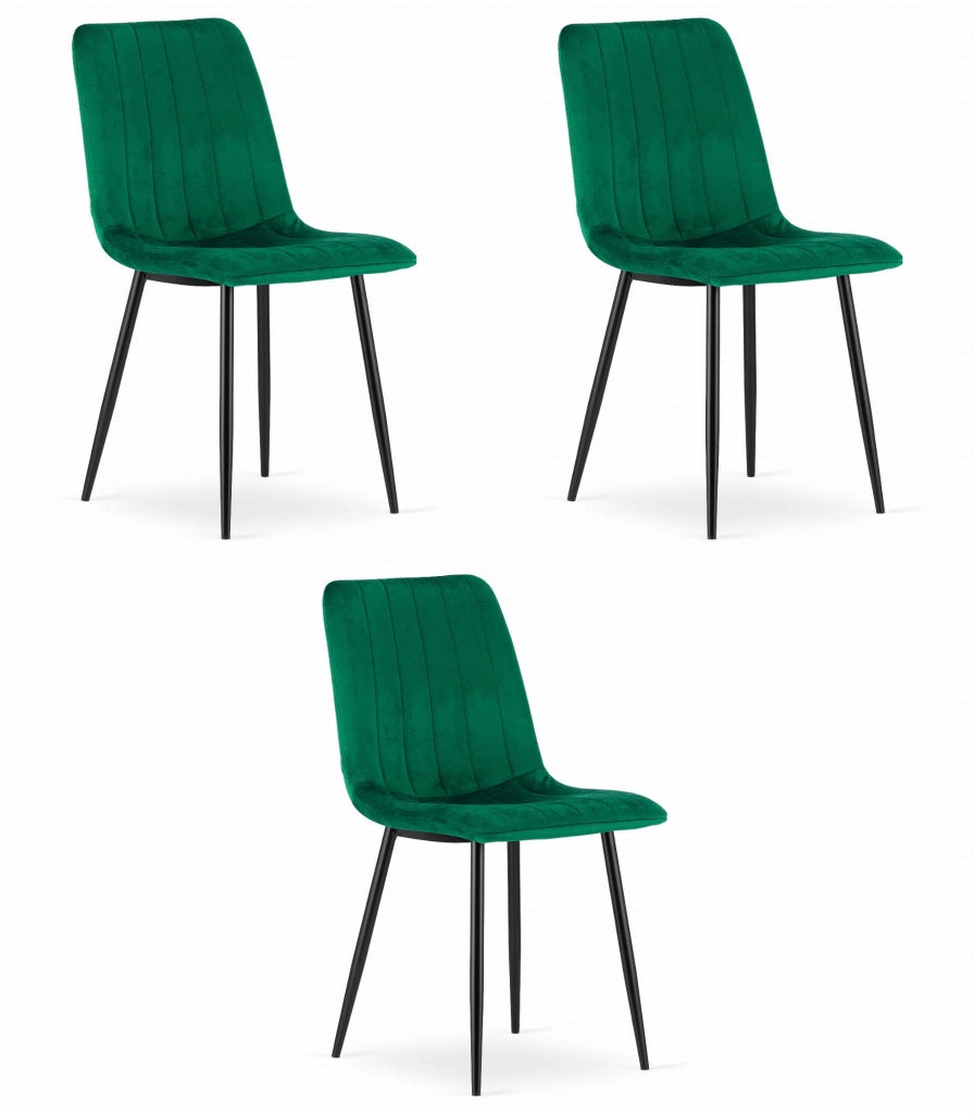 Sedia VALORA JEWA - Design ergonomico in velluto verde scuro x 3