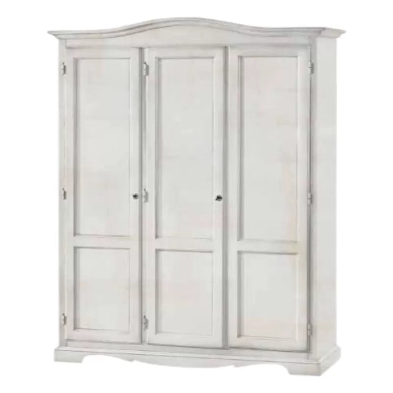 Armadio 3 ante legno gendarme shabby bianco anticato 158x56x197h - Mobili 2G