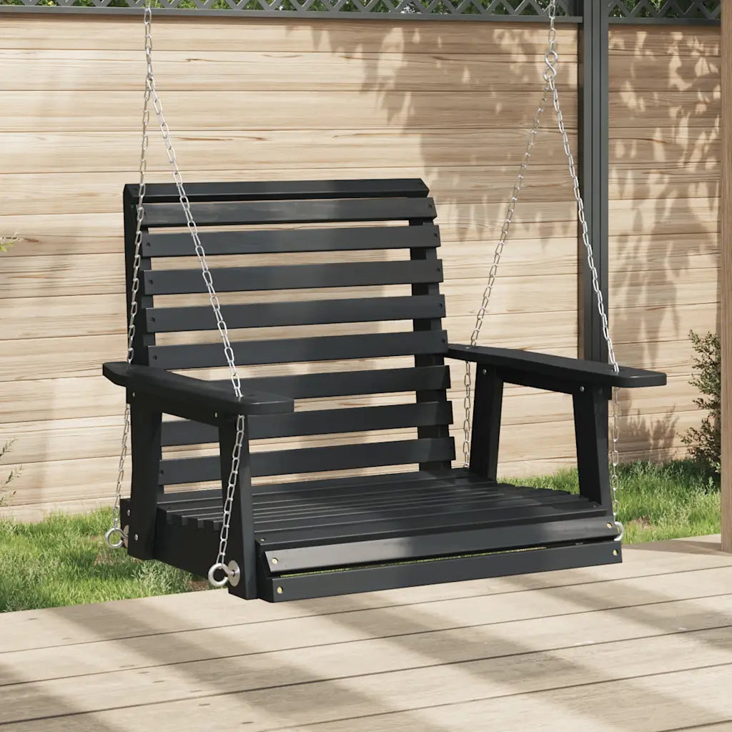 Dondolo da Giardino Catene in Metallo Nero in Legno di Abete CFW7078839