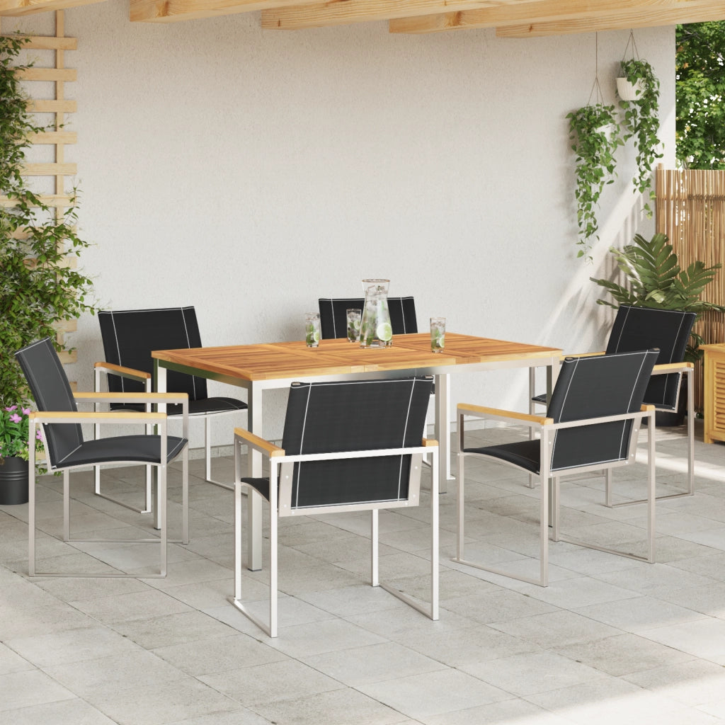 Set da Pranzo da Giardino 7 Pezzi in Legno di Acacia