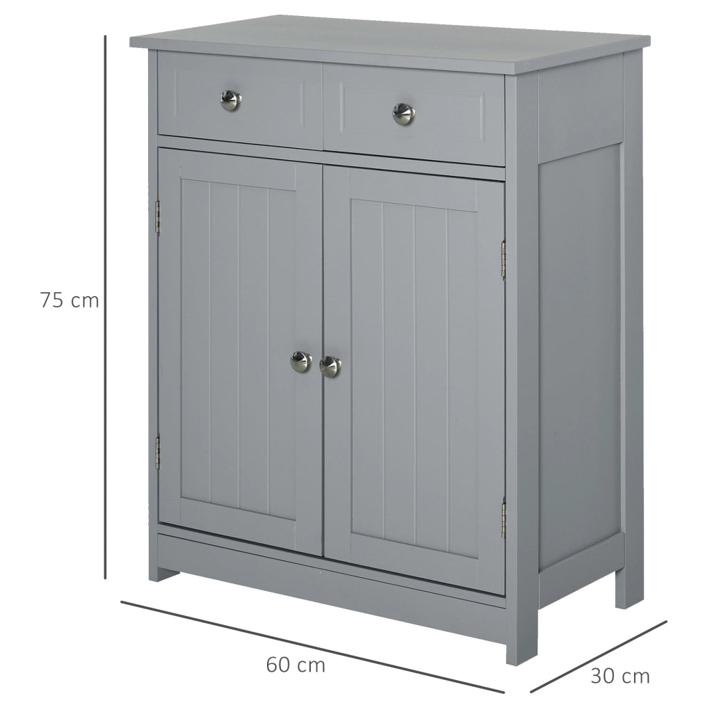 Mobile Bagno con 2 Cassetti Anta e Ripiano Regolabile ¨C Zephmum ¨C Grigio 60x30x75 cm