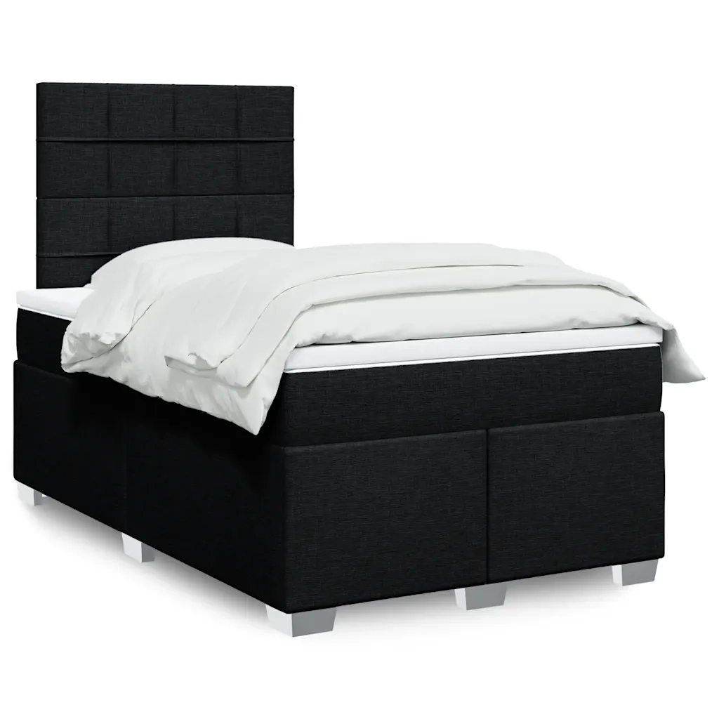 Giroletto a Molle con Materasso Nero 120x200 cm in Tessuto