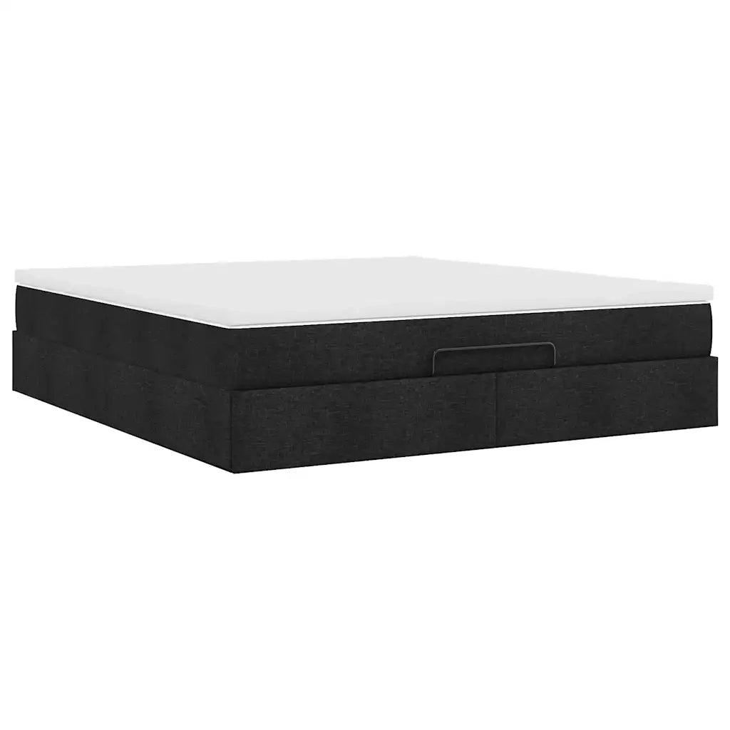 Struttura Letto Pouf con Materasso Nero 180x200 cm in Tessuto 3311129
