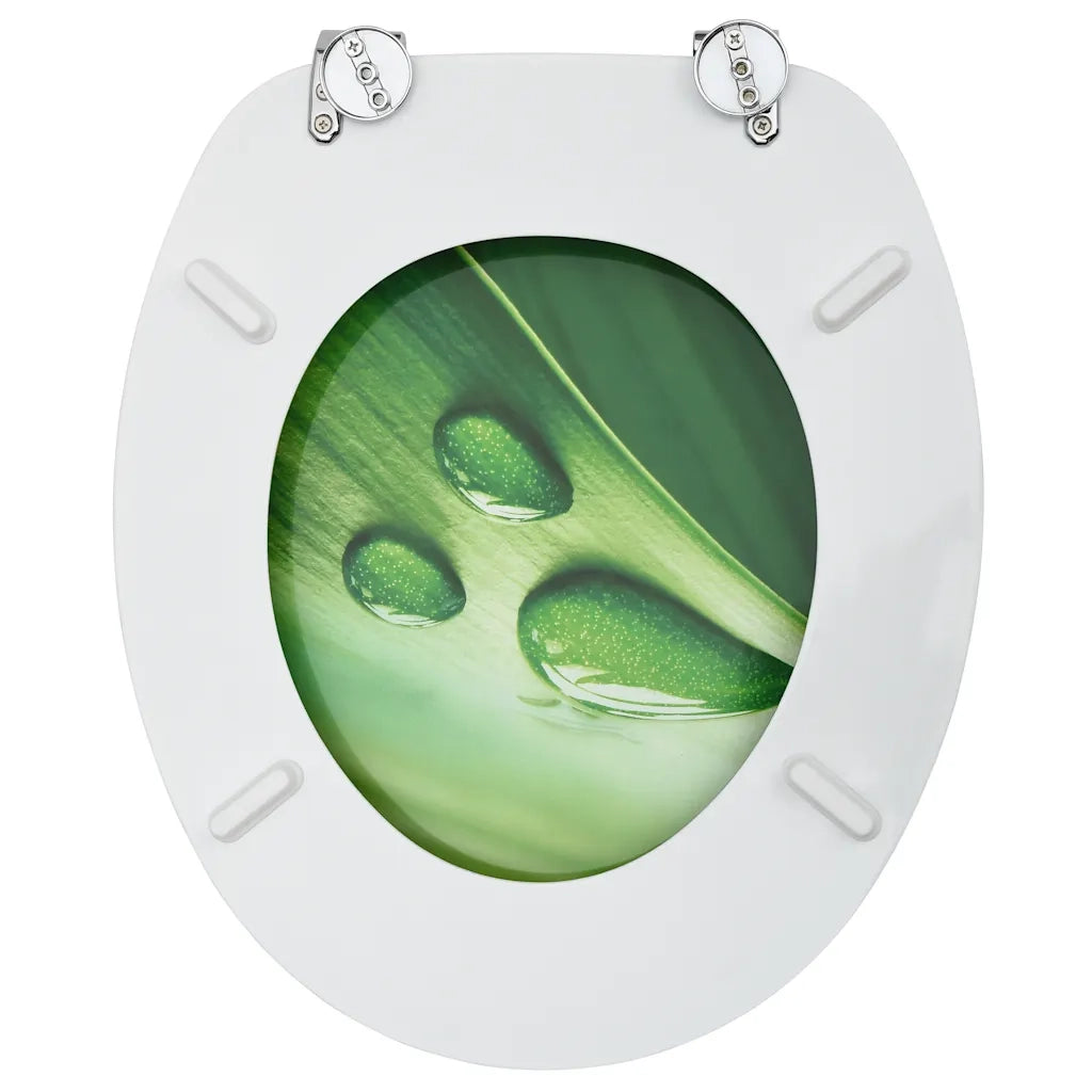 Tavolette WC e Coperchi 2 pz in MDF Verde Design Goccia d'Acqua CFW2179652