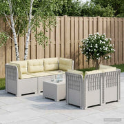 Divano da Giardino 5 Posti con Cuscini Stile Rattan PP Bianco 3443914