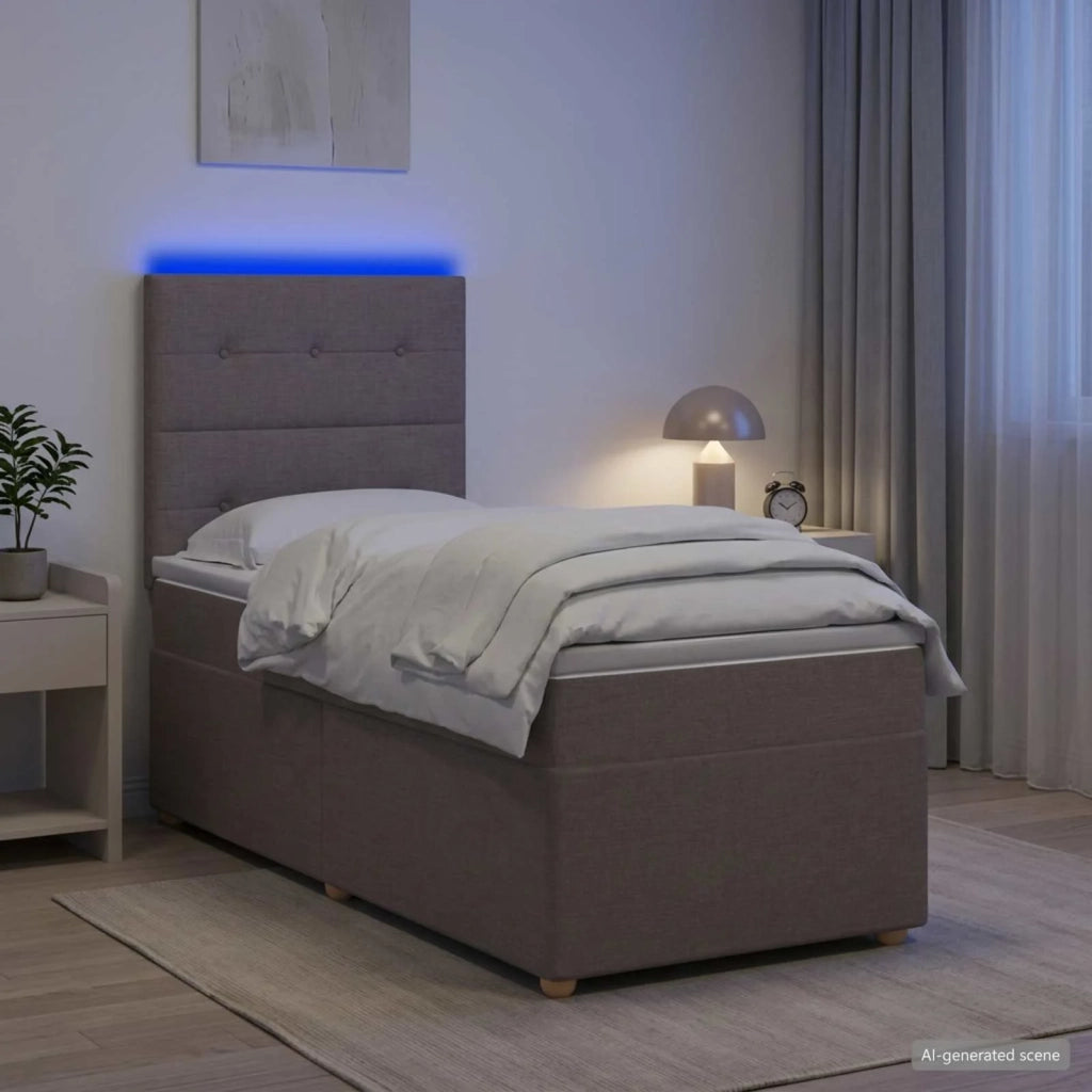 Letto box spring con materasso Tortora 90 x 200 cm Tessuto 3455263