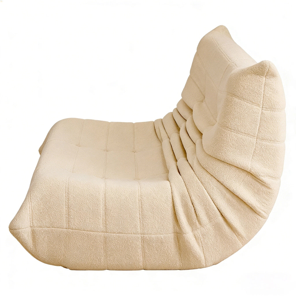 Divano lounge in velluto teddy beige 149x114x82 cm