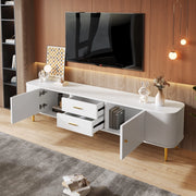 Mobile TV con Cassetti ¨C MINIMAL ¨C Angoli Curvi, Maniglie Dorate, Soggiorno