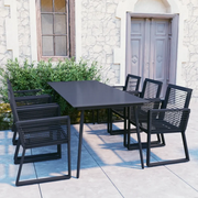Set da Pranzo da Giardino 7 pz in Rattan PVC Nero 3060217