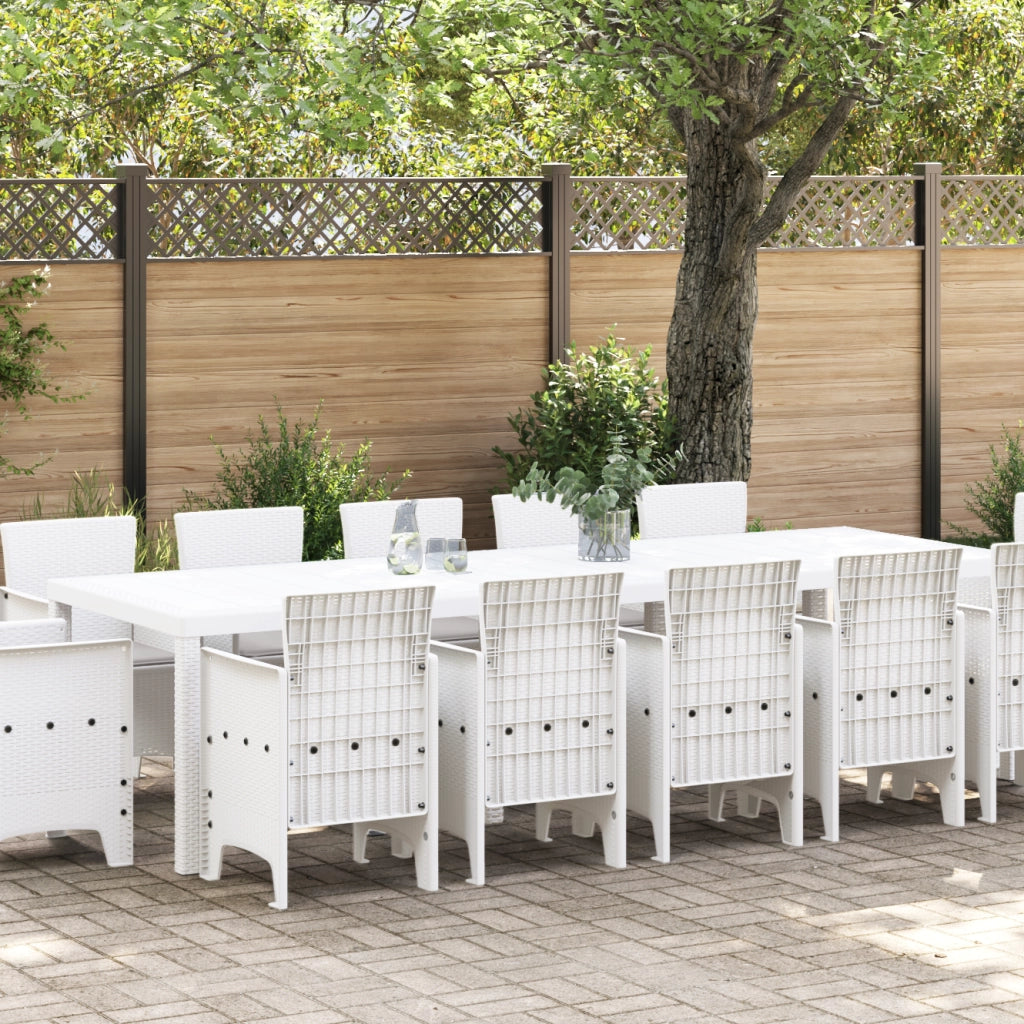 Set pranzo giardino 13 pezzi con cuscini polyrattan bianco