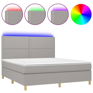 Letto a Molle Materasso e LED Grigio Chiaro 180x200 cm Tessuto 3135373