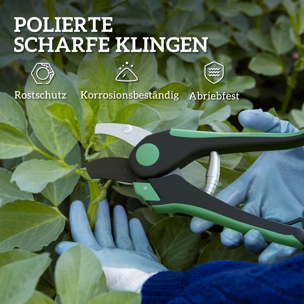 Set Attrezzi da Giardino 2 Pezzi ¨C Xylo ¨C Metallo con Forbici da Potatura Verde Nero