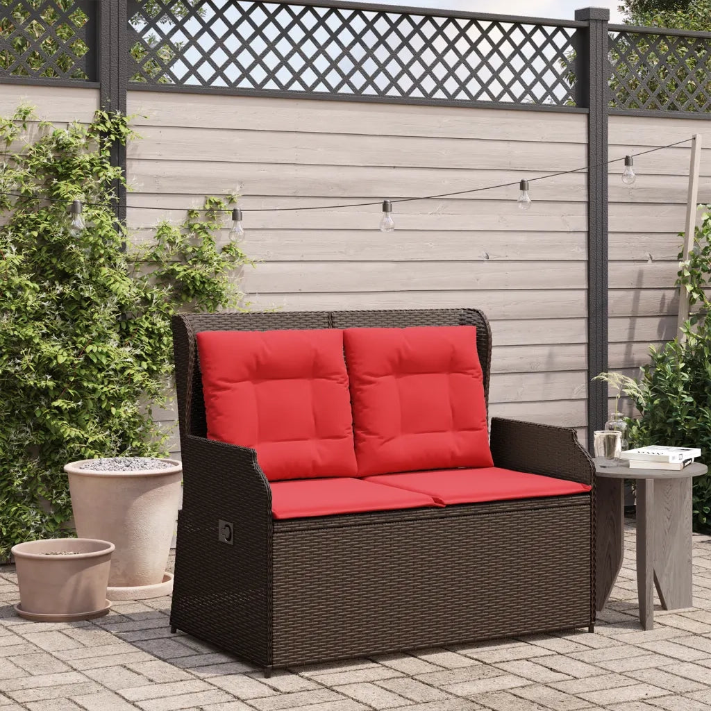 Panchina da giardino reclinabile con Cuscini in Polyrattan Marrone 368961