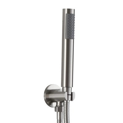 Kit doccia completo satinato in acciaio inox con doccetta in ottone