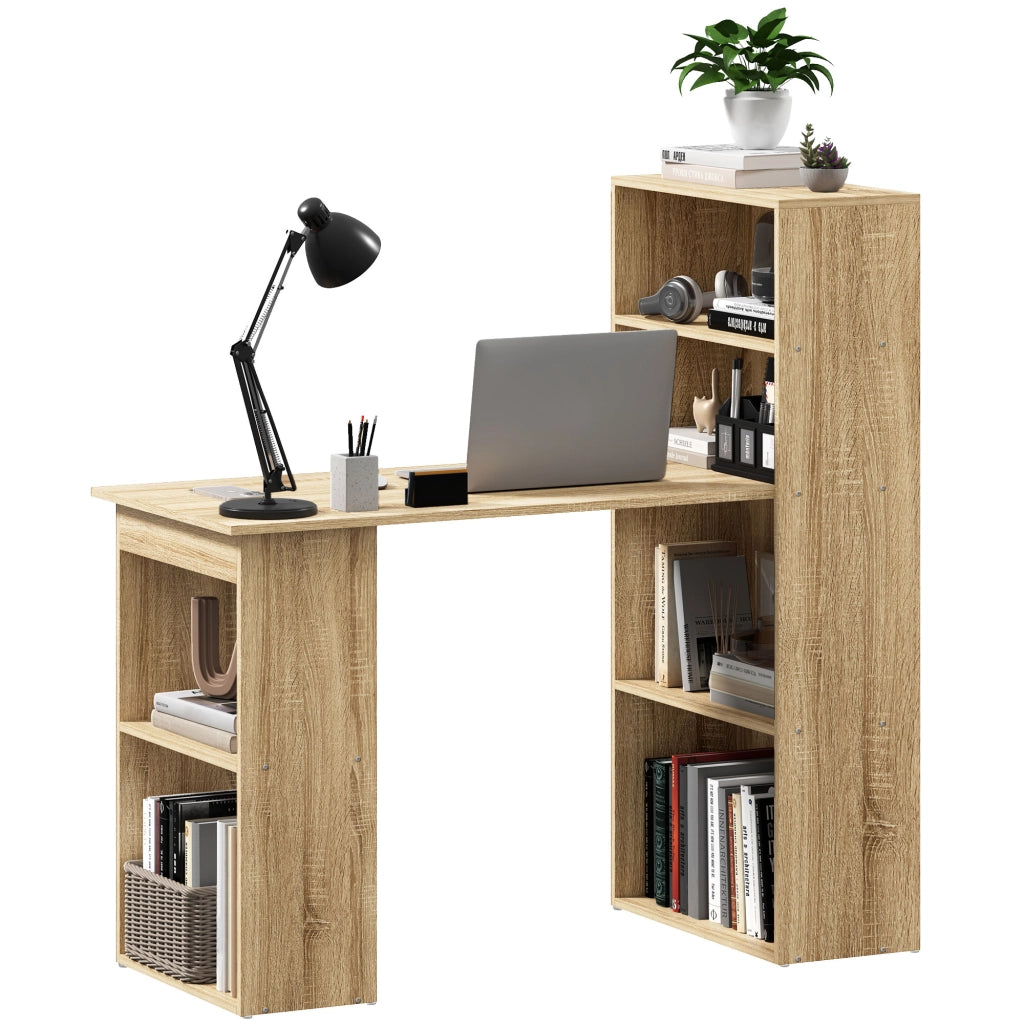 Scrivania angolare con libreria ¨C Zephmum ¨C Rovere 120x60x180