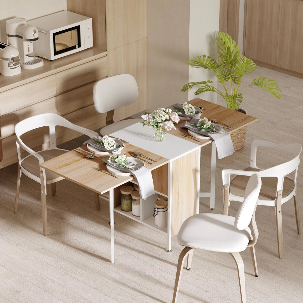 Tavolo da pranzo pieghevole per 4 persone ¨C zephmum ¨C rovere e bianco 169x60x75 cm