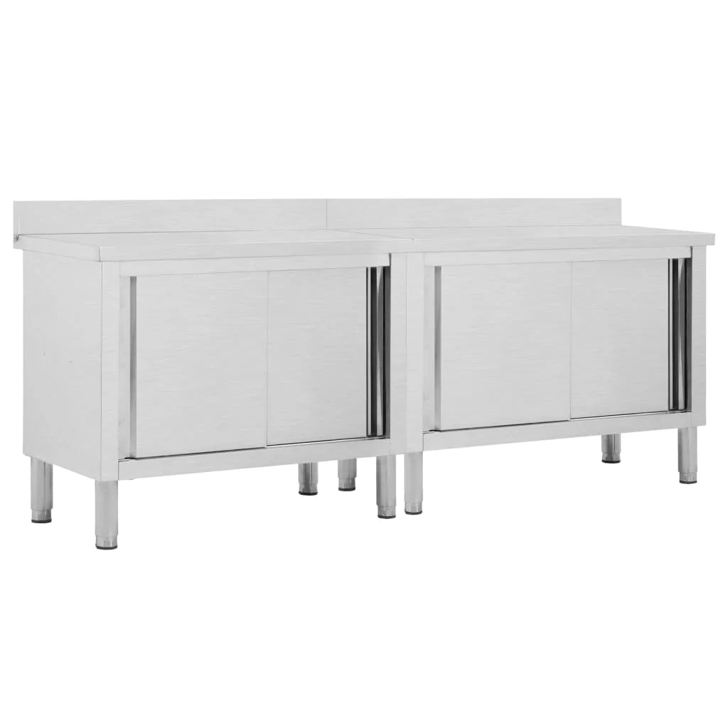 Set di due tavoli con ante scorrevoli 240 cm cucina professionale in acciaio inox 02_0000010