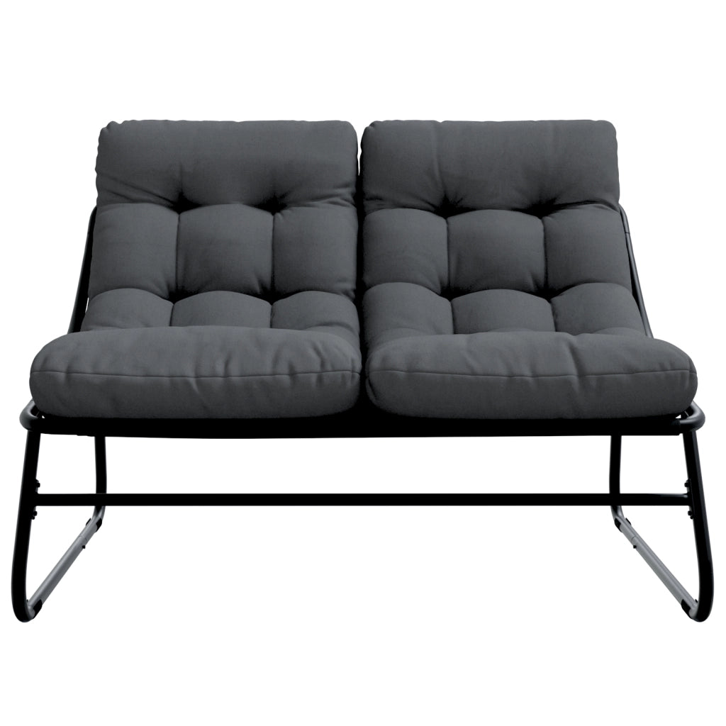 Panchina da Giardino con Cuscino Nera 110x80x71 cm Acciaio