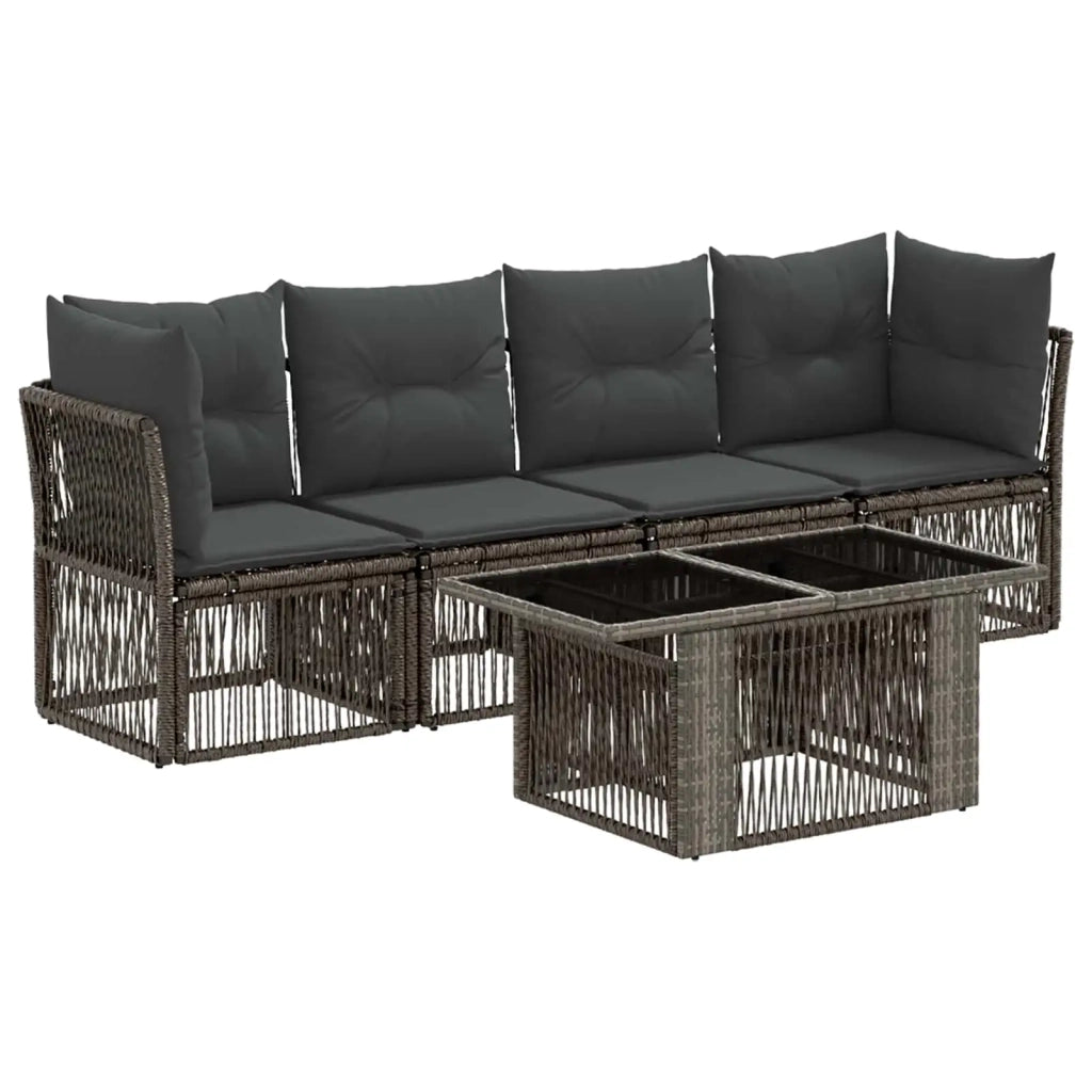 Set Divano da Giardino 5 pz Grigio polyrattan 3436418