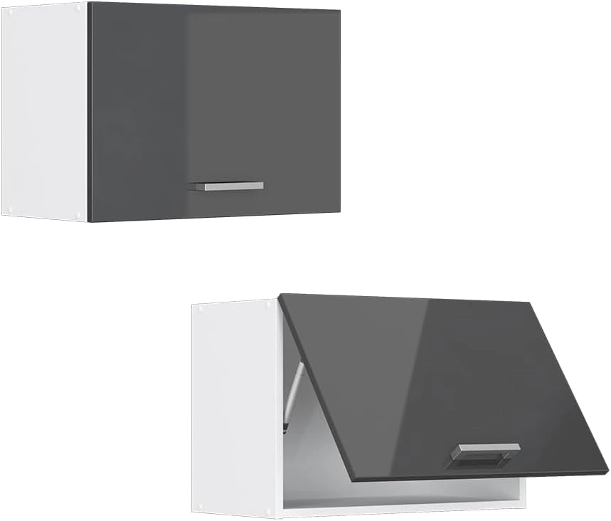 Pensile da cucina R-Line, Antracite lucido, 60 cm Piatto, per la libera combinazione all'interno di sistemi cucina modulari