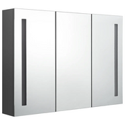 Armadietto Bagno | Armadio da bagno con Specchio e LED 89x14x62 cm Grigio