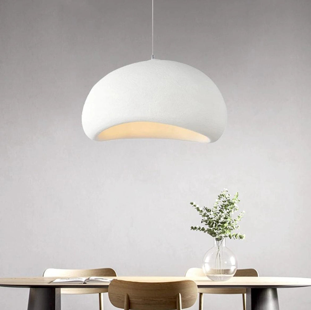 Lampadario moderno a sospensione in schiuma effetto pietra, stile wabi-sabi giapponese bianco minimal attacco E27 per sala pranzo, cucina e soggiorno Ø