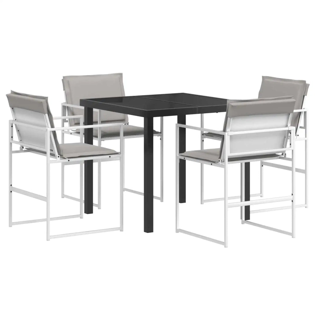 Set da Pranzo per Giardino 5 pcs Bianco e Grigio Chiaro