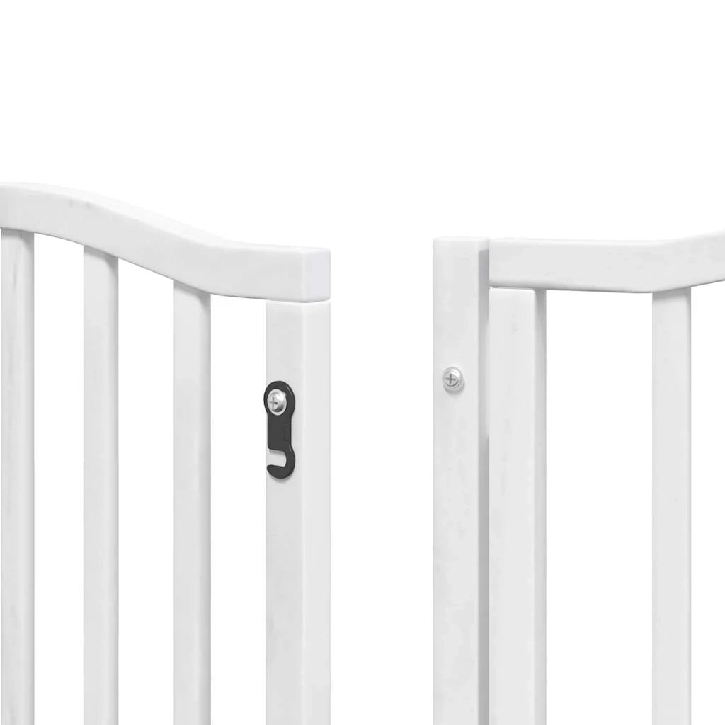 Cancelletto di sicurezza per cani porta pieghevole 9 pannelli legno di pioppo bianco 02_0023287