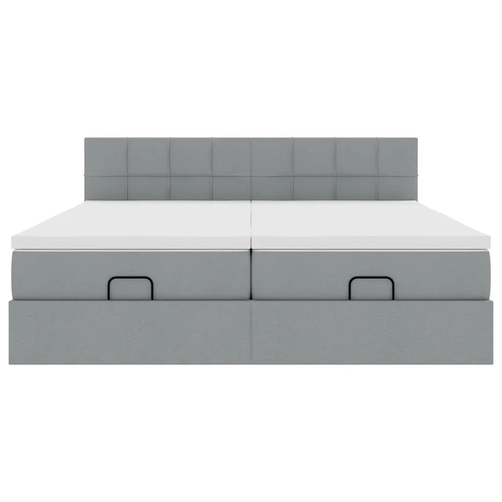 Struttura Letto Pouf con Materassi 200x200 cm in Tessuto
