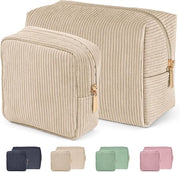 Prodotti di trucco in miniatura per borse da mano in corduroy con chiusura metallica - 2 pezzi - beige