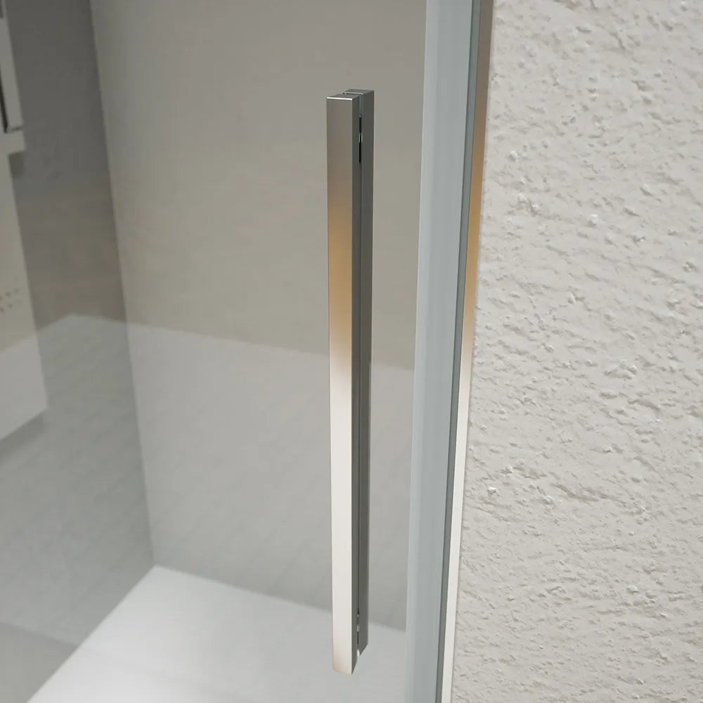 Porta doccia 65cm apertura a battente con profili cromati e vetro da 6mm trasparente h195 | Elba
