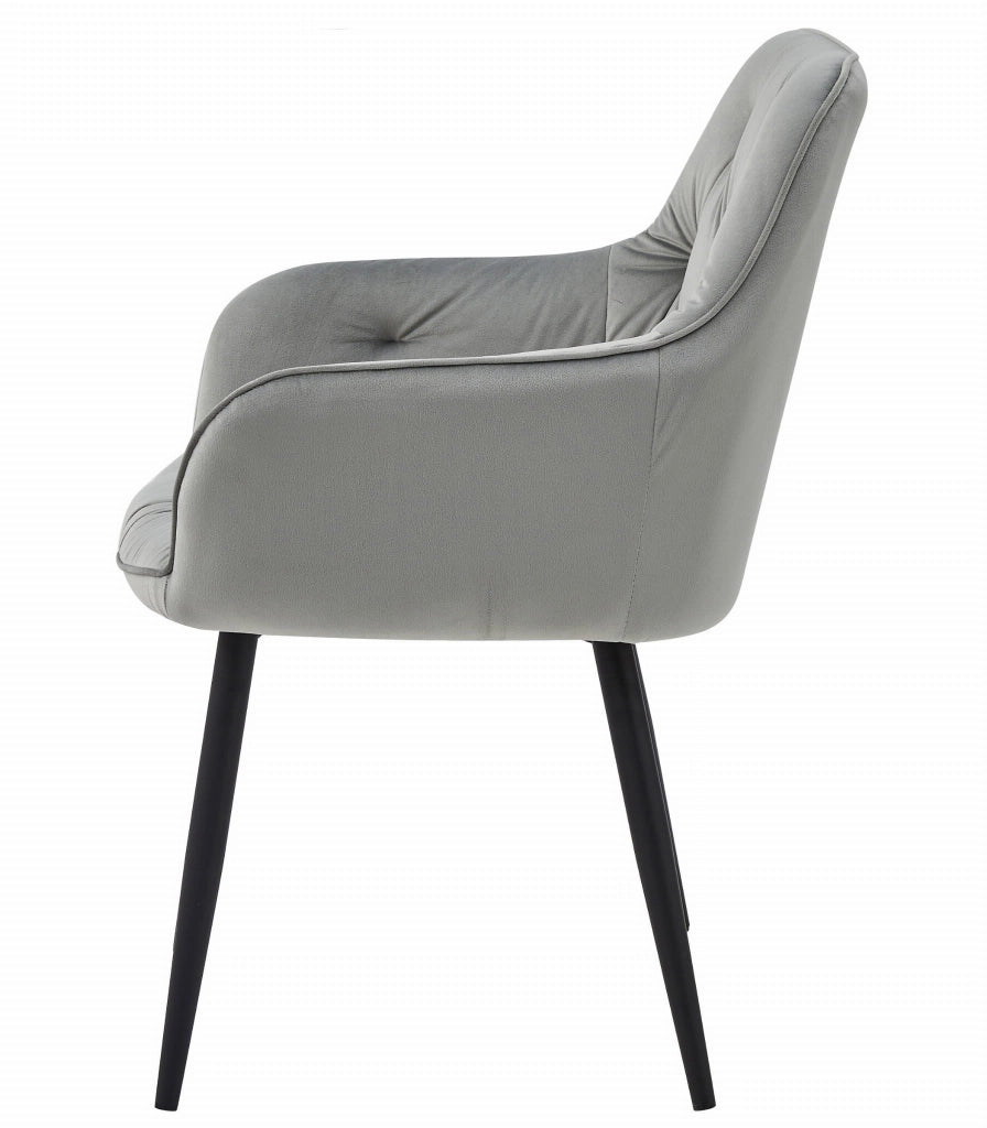 Sedie da pranzo Valora LUKK - Velluto grigio argento con gambe nere x 2