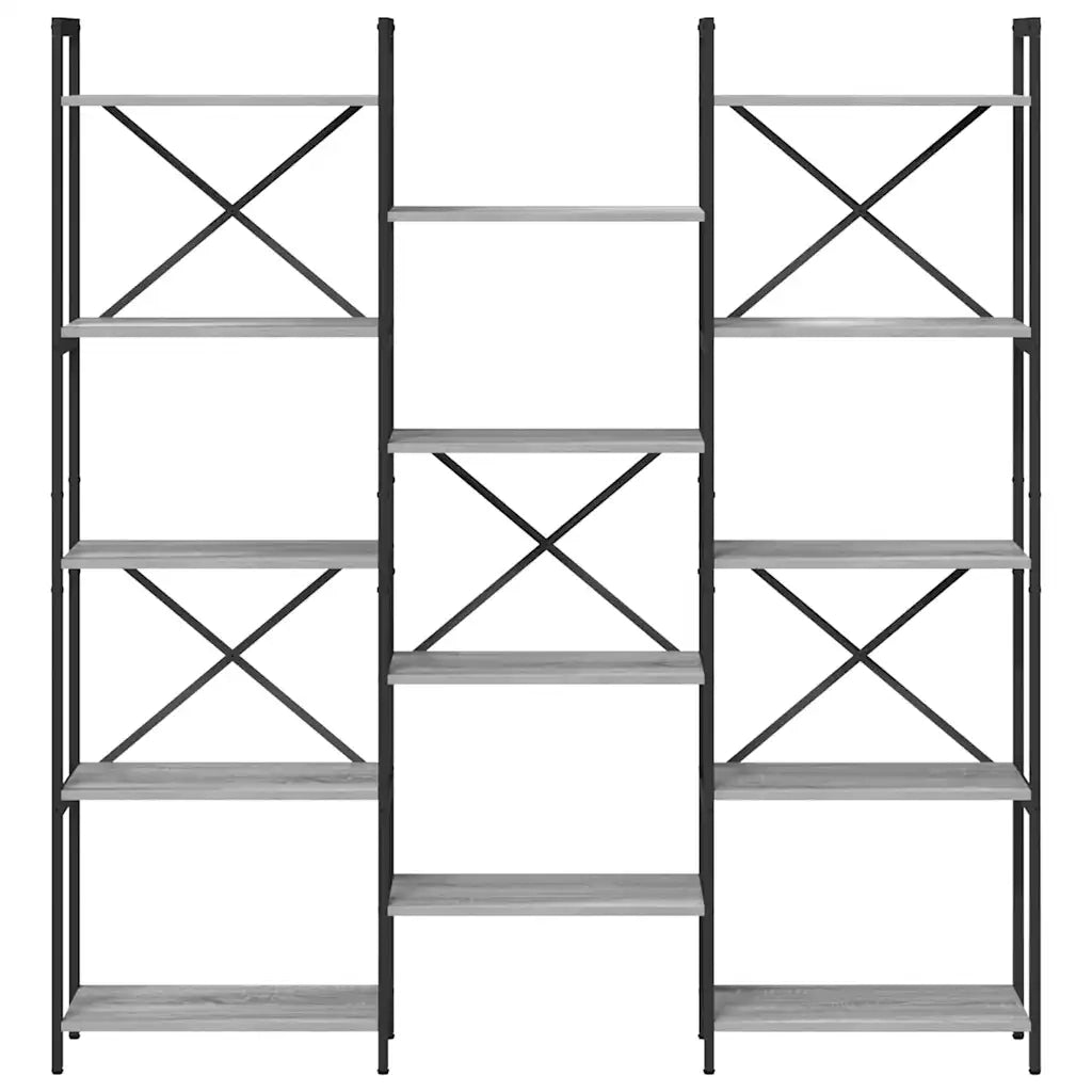 Libreria-Scaffale per Libri-Mobile di Stoccaggio Grigio sonoma 156 x 25 x 167 cm Legno multistrato