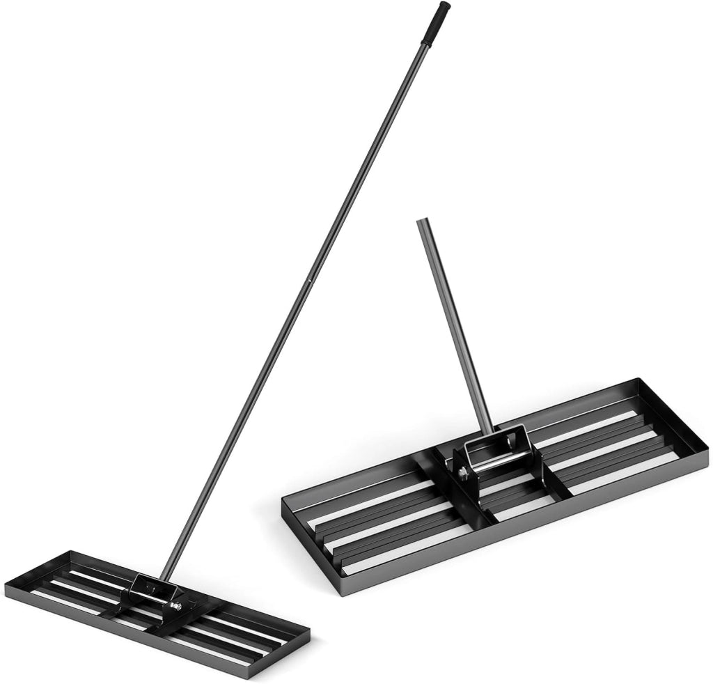 Rastrello Livellatore per Prato 170 cm, Raschietto Livellatore in Metallo Robusto con Manico Lungo e Spesso, Livellatrice per Terreno, Ghiaia, Orto ed Erbacce da Giardino (91 x 25 cm, Verde)